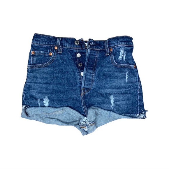 Levi's Shorts Levis Ribcage Button Fly High Waisted Jean Shorts